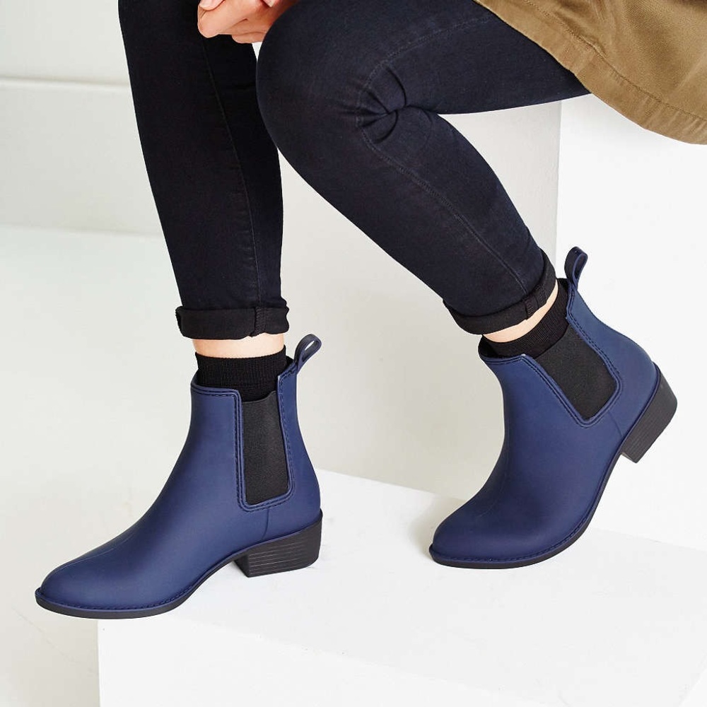 Jeffrey Campbell navy matte rain boots